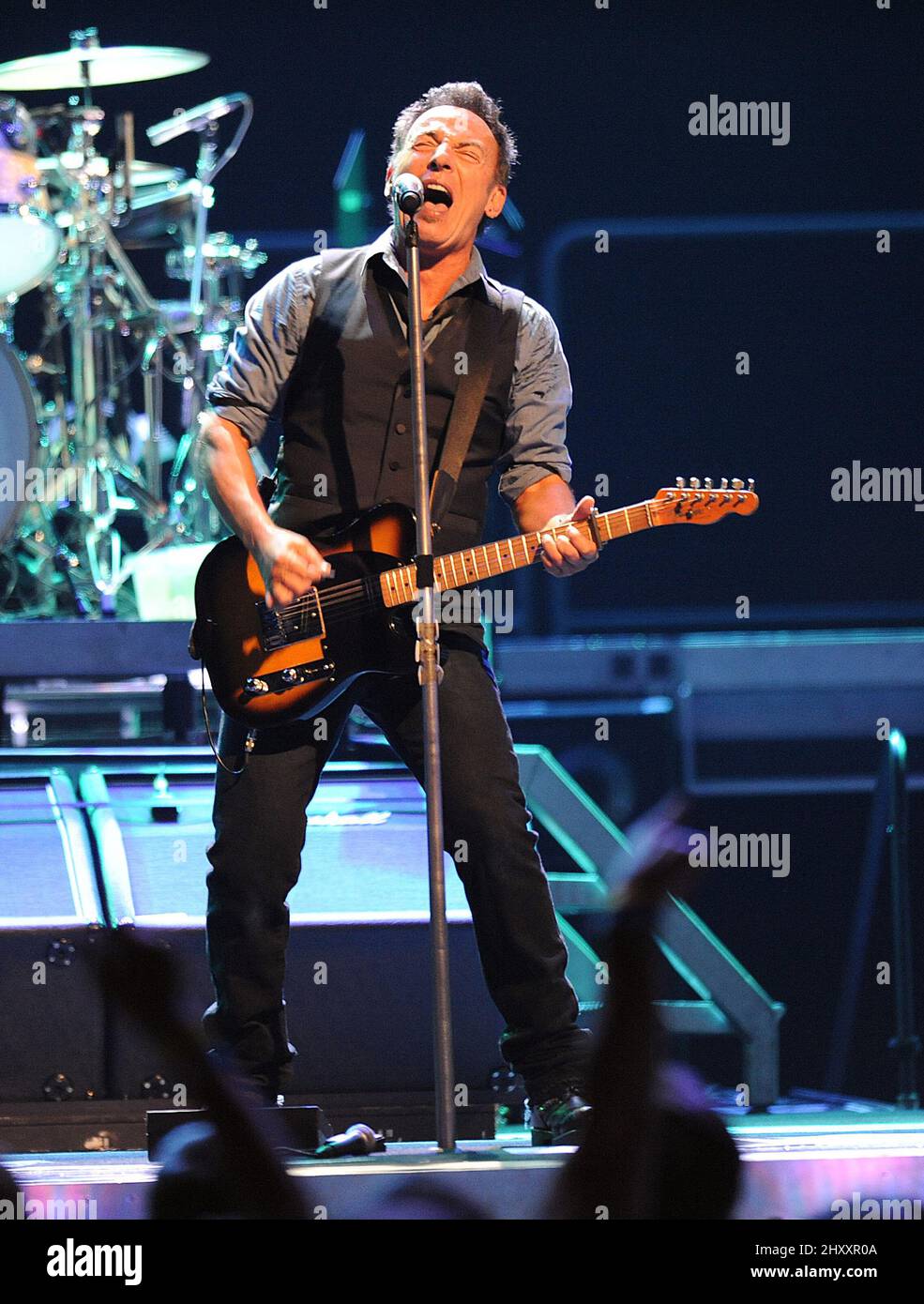 Bruce Springsteen during the 2012 Wrecking Ball tour at the Greensboro Coliseum, North Carolina Stock Photo