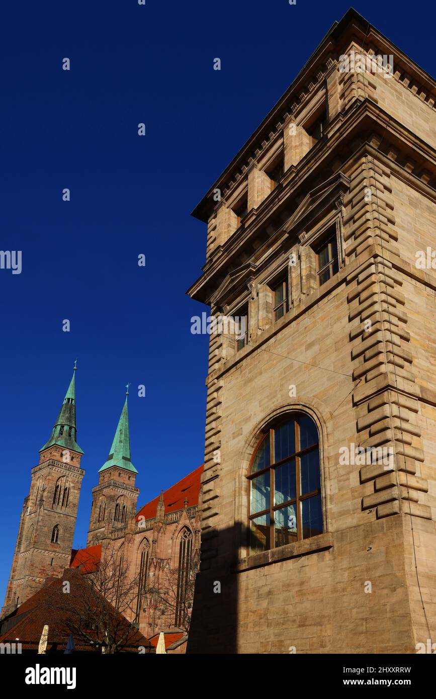 Kunst, Kirche, Gotik, Nürnberg, gotische Sebalduskirche in der City, in der Innenstadt oder Altstadt von Nuremberg oder Nuernberg, Franken, Bayern Stock Photo