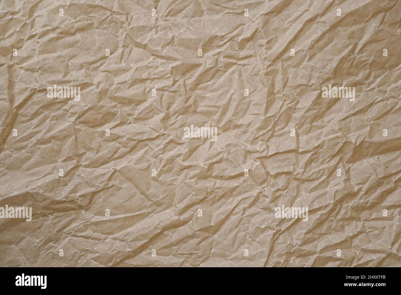 High detailed crumpled craft paper texture texture. Abstract background for design. Stock Photo