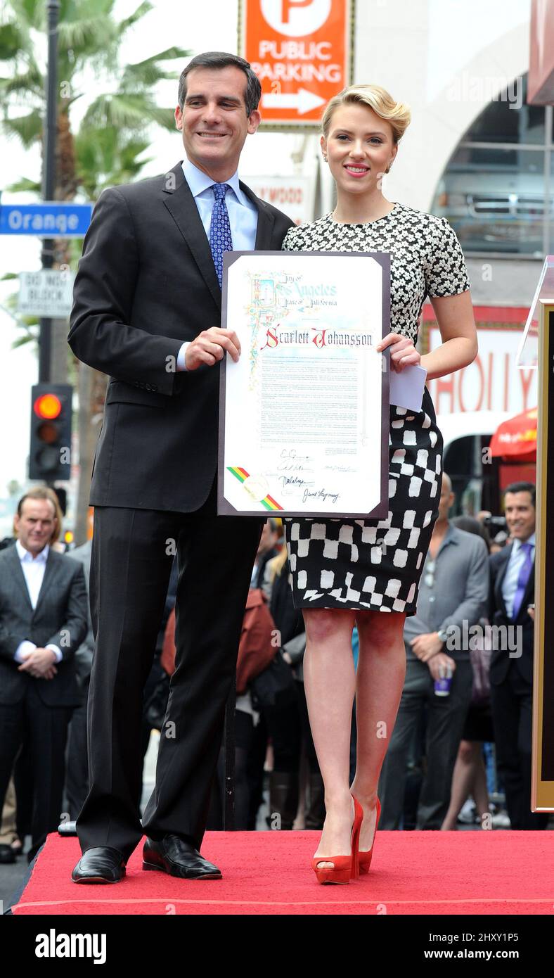 Scarlett Johansson during the unveiling of her star on the Hollywood