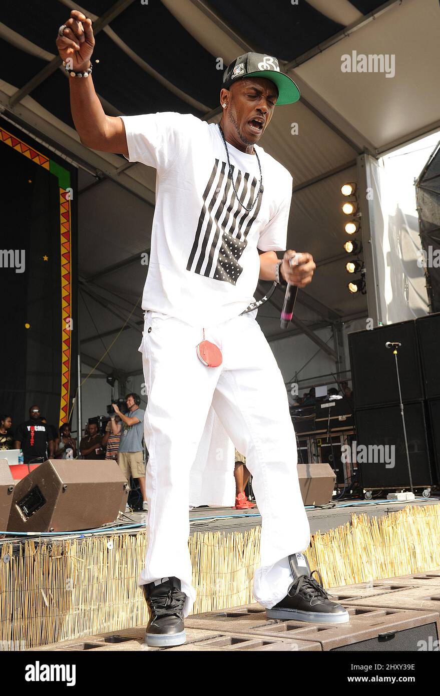 Mystikal performs at the 2012 New Orleans Jazz & Heritage Festival on May 4th, 2012. Stock Photo