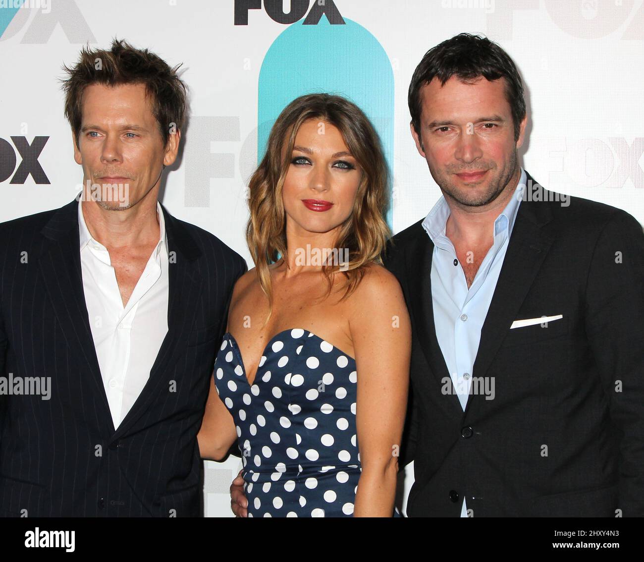 Kevin Bacon, Natalie Zea and James Purefoy attends the FOX 2012 Upfront presentation held at Wollman Rink in Central Park. Stock Photo