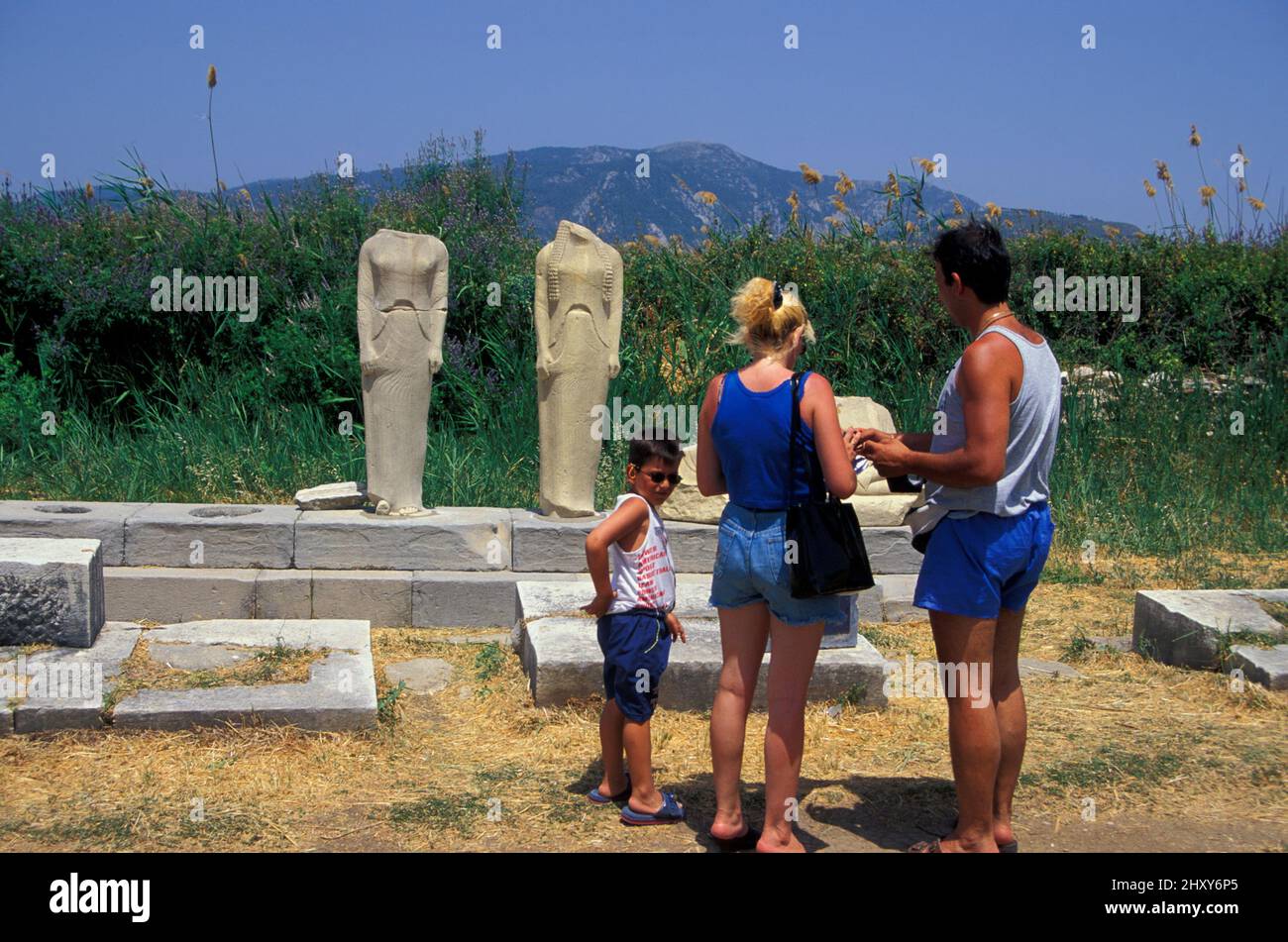 Hera-Heiligtum neari Ireon, Kopie of Geneleos-group,  Samos island, Greece, Europe Stock Photo