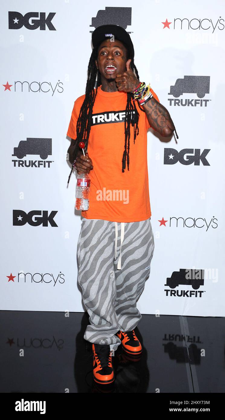 Lil Wayne celebrates the launch of his contemporary streetwear line TRUKFIT  at Macy's Mens Beverly Center, Los Angeles, USA Stock Photo - Alamy