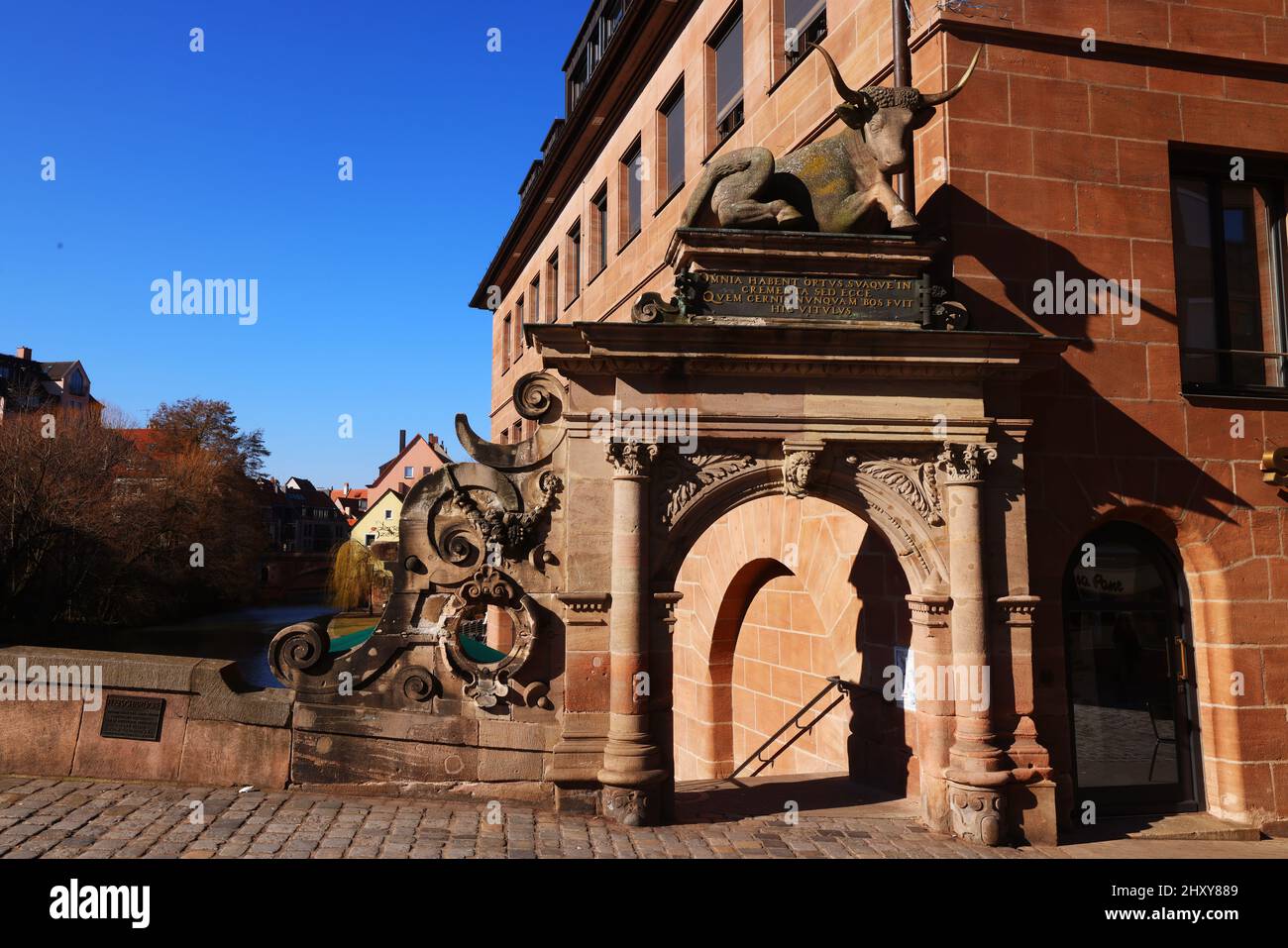 Kunst, Kultur, Denkmal, Bayern, Nürnberg, Stier oder Ochsenportal in der Altstadt oder Innenstadt von Nürnberg Stock Photo