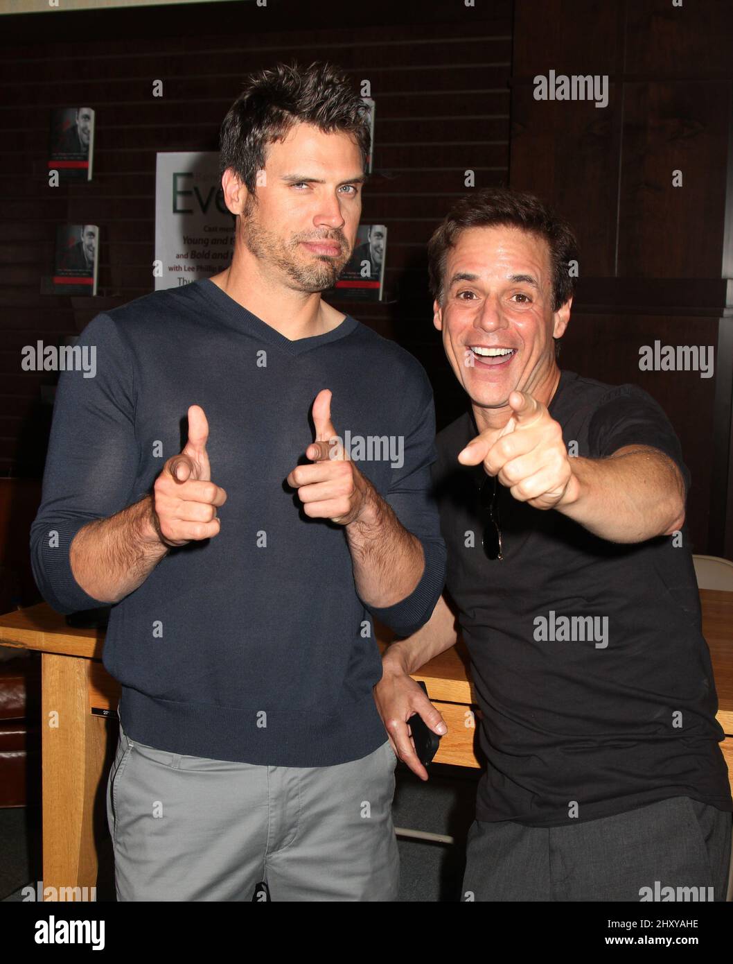 Joshua Morrow and Christian LeBlanc attend 'The Young and Restless Life of William J. Bell' book signing held at Barnes & Noble The Grove, June 21, 2012 Los Angeles, Ca. Stock Photo