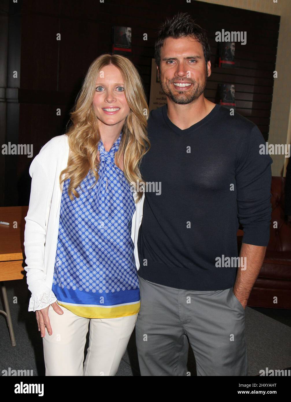 Lauralee Bell and Joshua Morrow attend 'The Young and Restless Life of William J. Bell' book signing held at Barnes & Noble The Grove, June 21, 2012 Los Angeles, Ca. Stock Photo