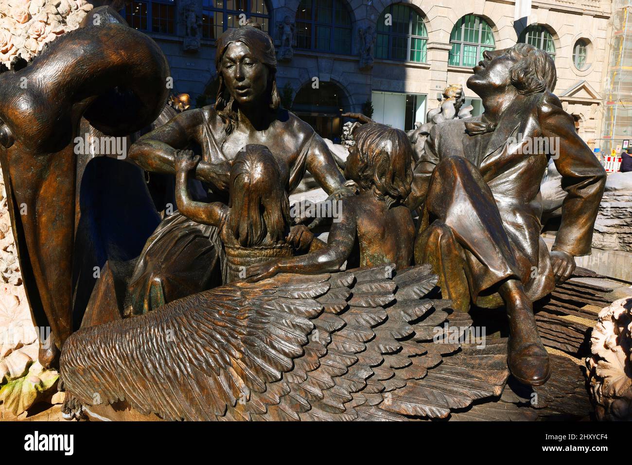 Figur, Bayern, Nürnberg, Brunnen, Skulptur, Kunst, Kultur, das Ehekarussell eine Nürnberger Brunnenskulptur in der Altstadt oder Innenstadt. Stock Photo