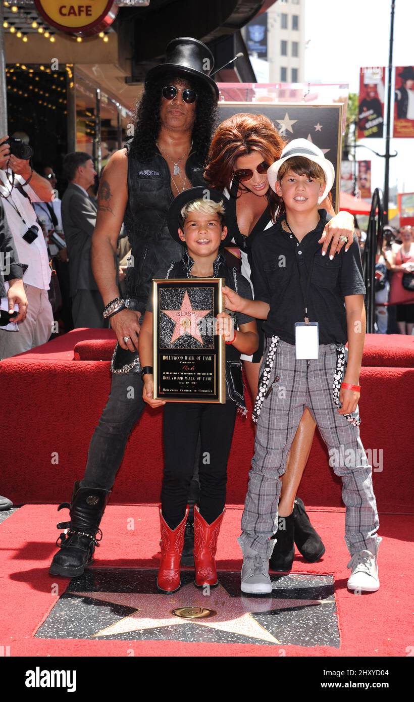 Musician Slash, wife Perla Ferrar, sons Cash Hudson and London Hudson ...
