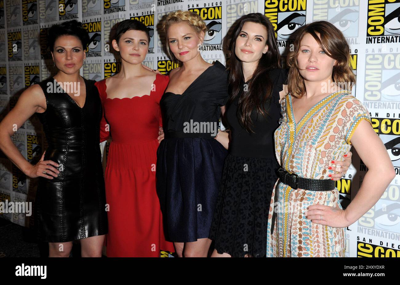 Lana Parrilla, Ginnifer Goodwin, Jennifer Morrison, Meghan Ory and Emilie  de Ravin 2012 Comic Con - Day 3 "Once Upon A Time" Photo Op held at the  Bayfront Hilton Stock Photo - Alamy
