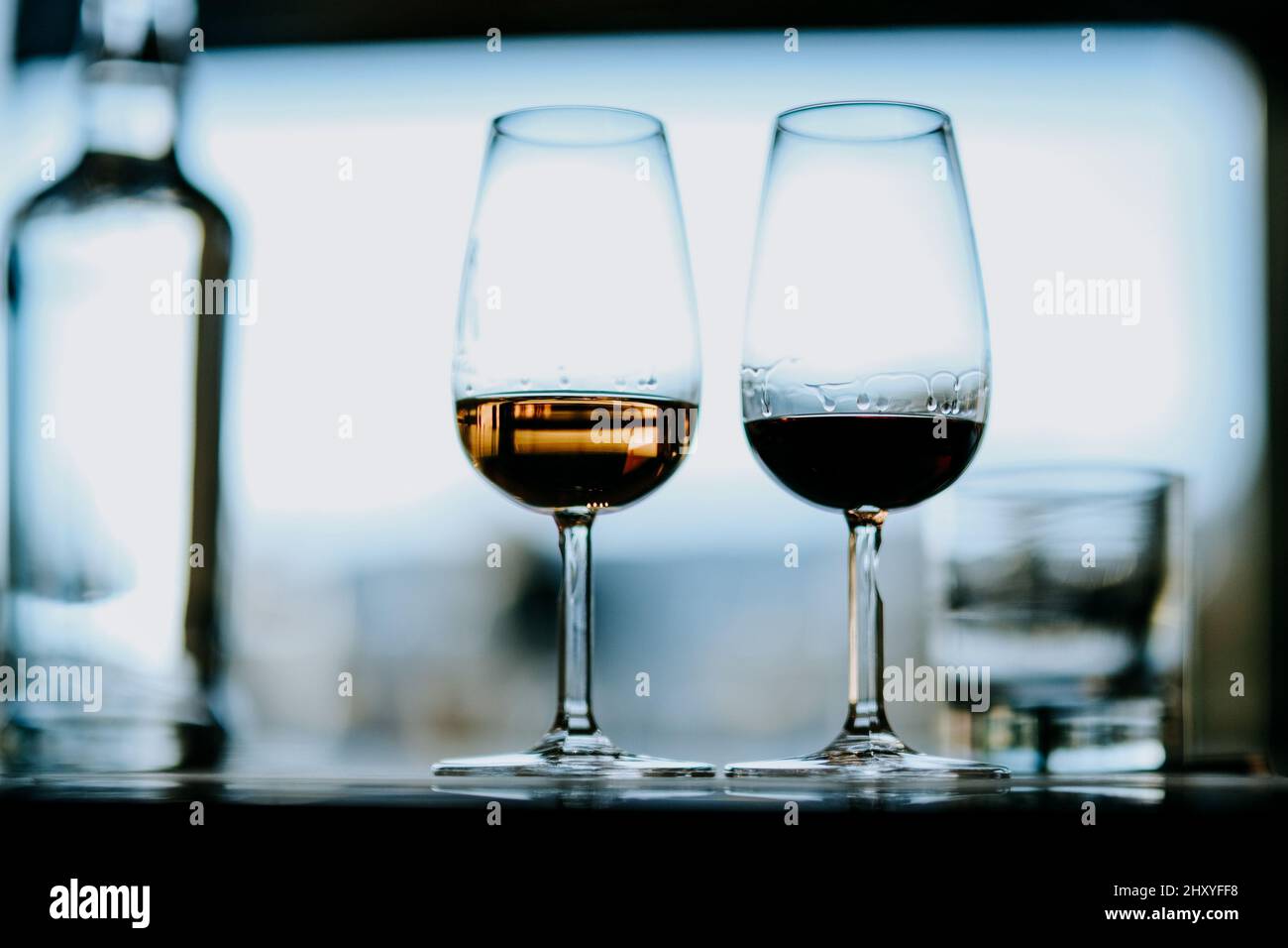 Two glass glasses on table hi-res stock photography and images - Alamy