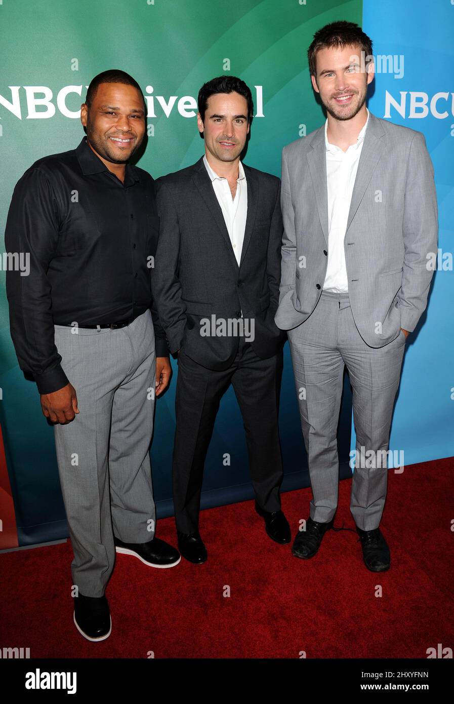 Anthony Anderson, Jesse Bradford and Zach Cregger attending the 2012 NBCUniversal Summer TCA Press Tour held at the Beverly Hilton. Vince Flores Stock Photo