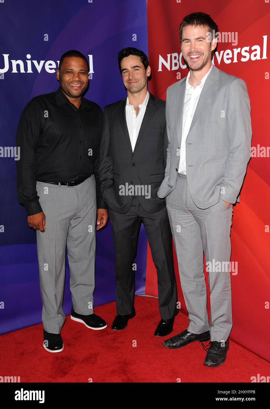 Anthony Anderson, Jesse Bradford and Zach Cregger attending the 2012 NBCUniversal Summer TCA Press Tour held at the Beverly Hilton. Vince Flores Stock Photo