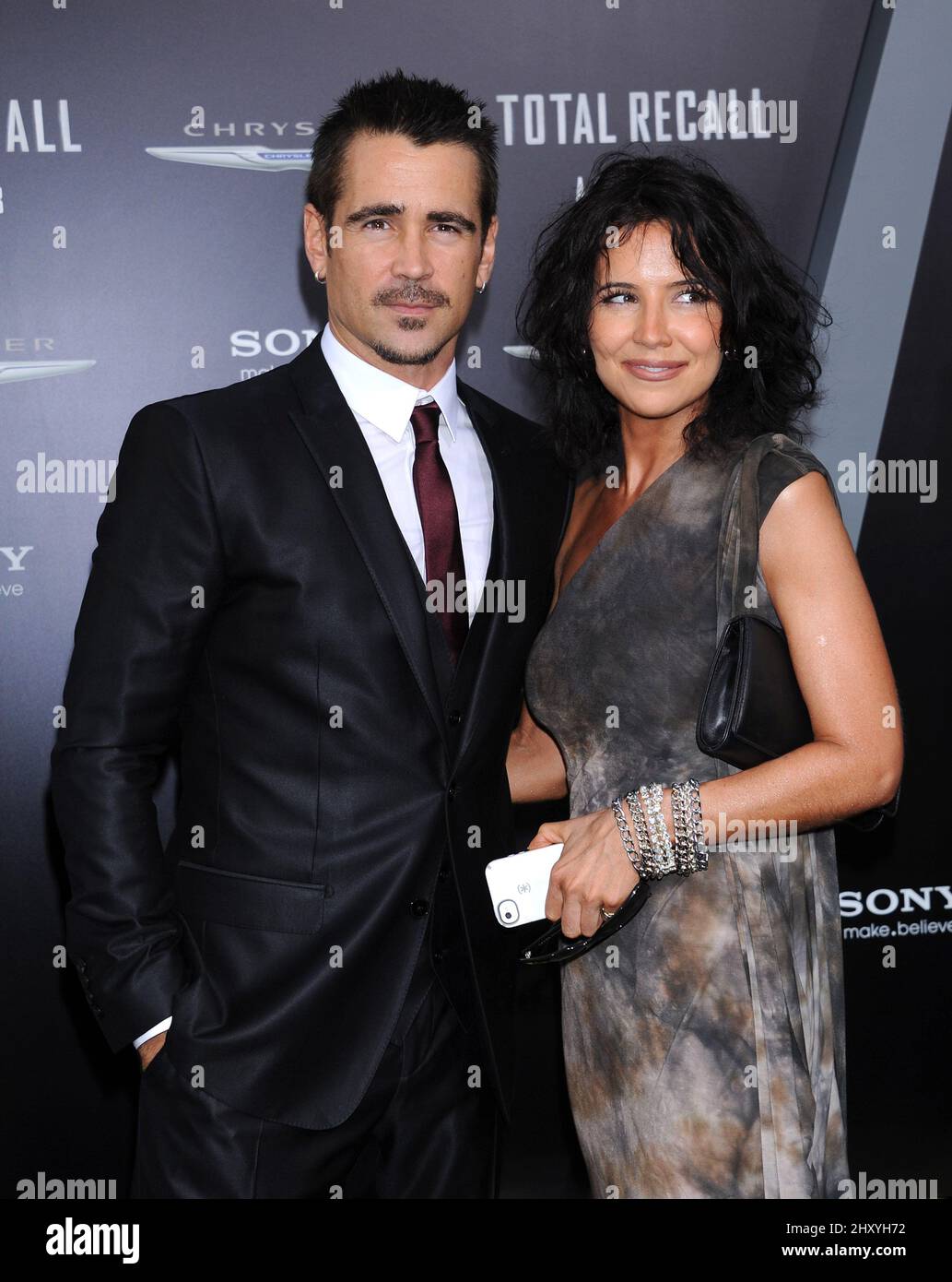 Colin Farrell and sister Claudine attends the "Total Recall" Los Angeles premiere held at