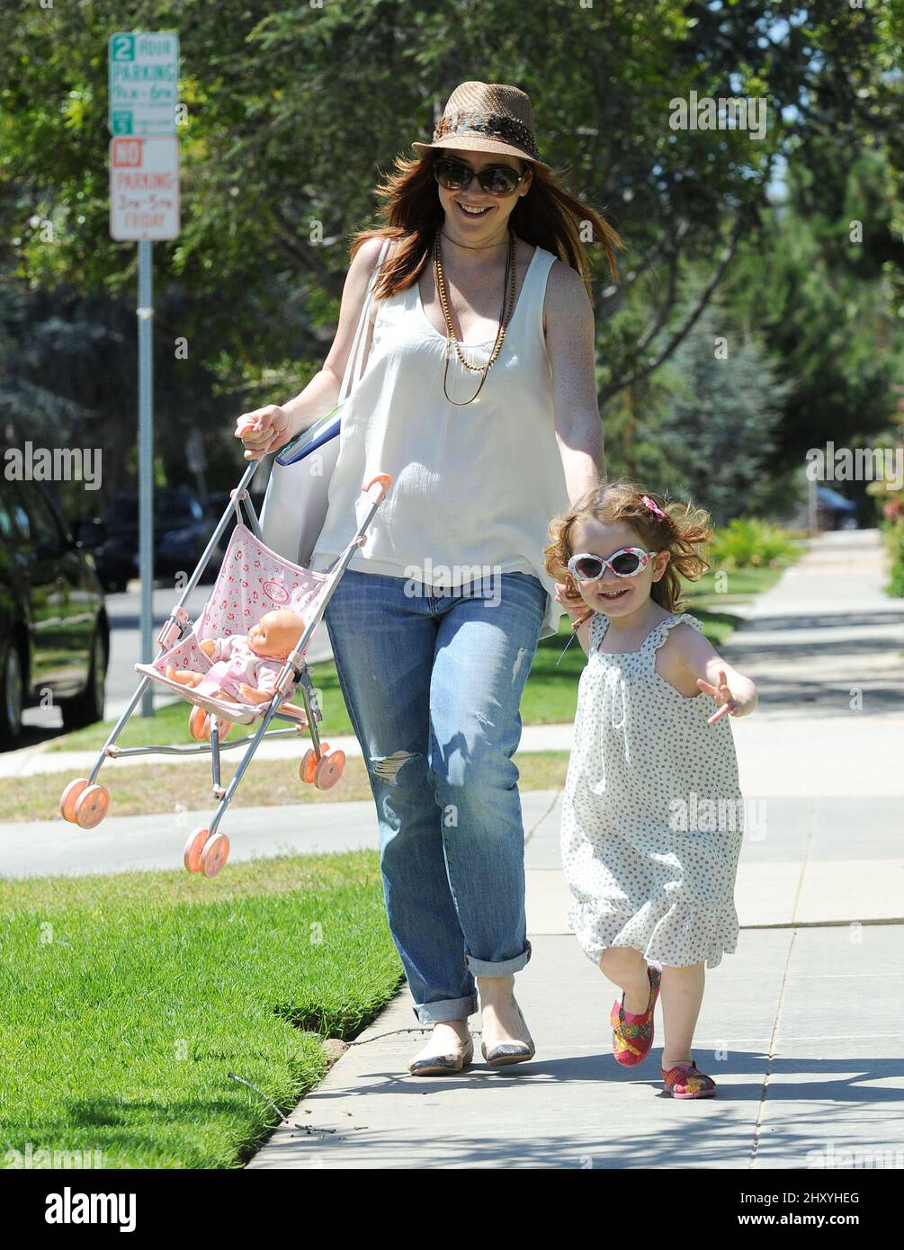 Alyson Hannigan and Daughter Satyana seen out and about in Santa Monica
