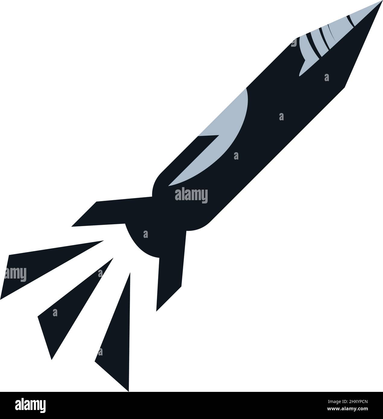 gray flat missile icon Stock Vector
