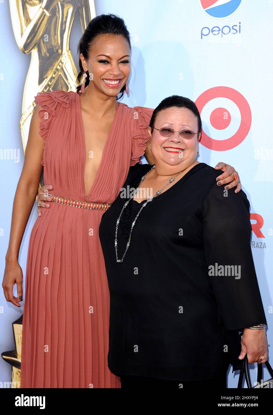 Zoe Saldana and her mother attends the 2012 NCLR ALMA Awards held at