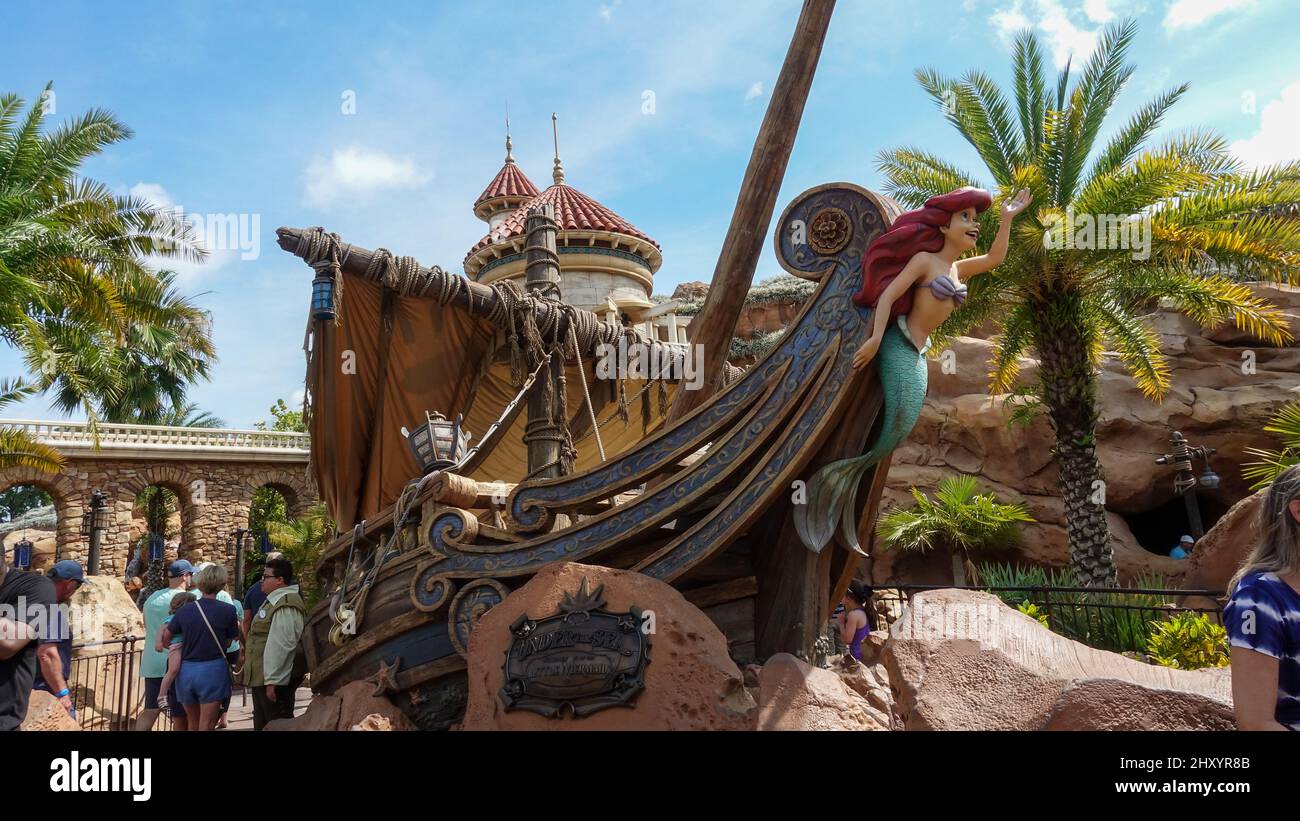 Orlando, FL USA - May 11, 2019: Ariel Grotto Little Mermaid ride at Walt Disney World Magic Kingdom in Orlando, Florida. Stock Photo