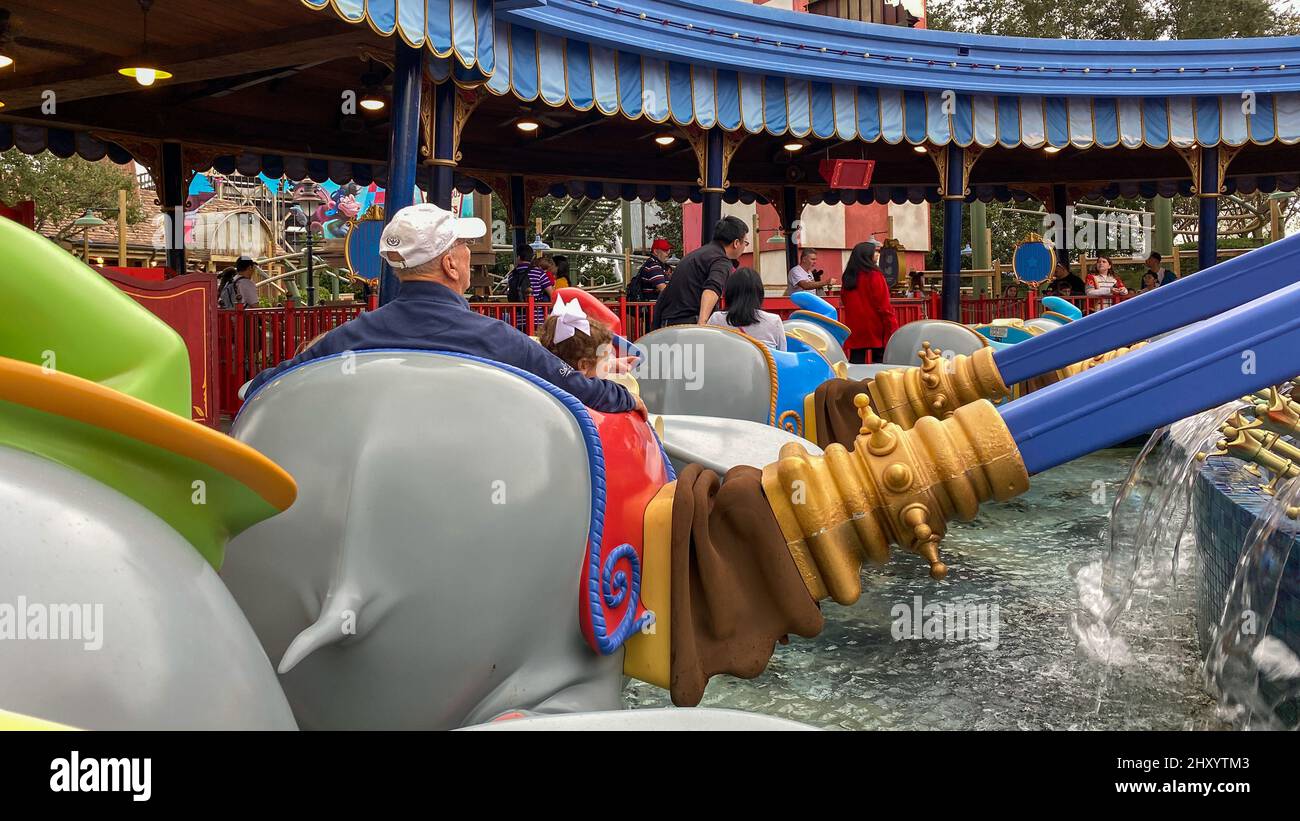 Orlando, FL USA December 21, 2019 Dumbo the flying elephant ride at