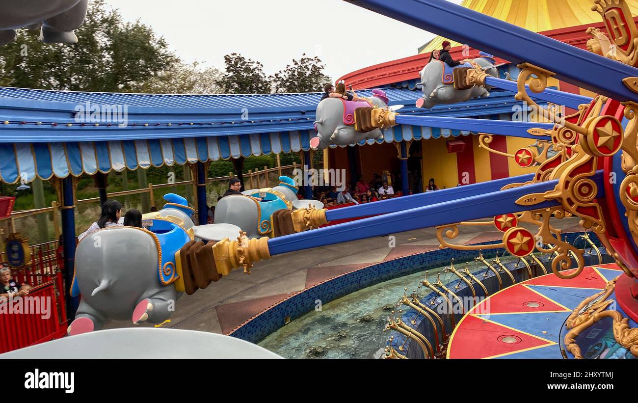 Orlando, FL USA December 21, 2019 Dumbo the flying elephant ride at