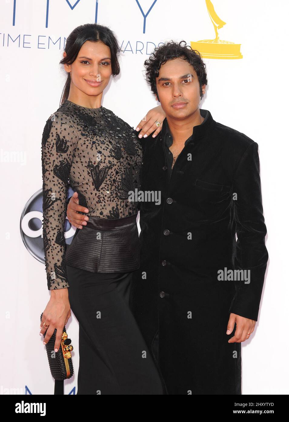 Neha Kapur,Kunal Nayyar attends the 64th Primetime Emmy Awards held at