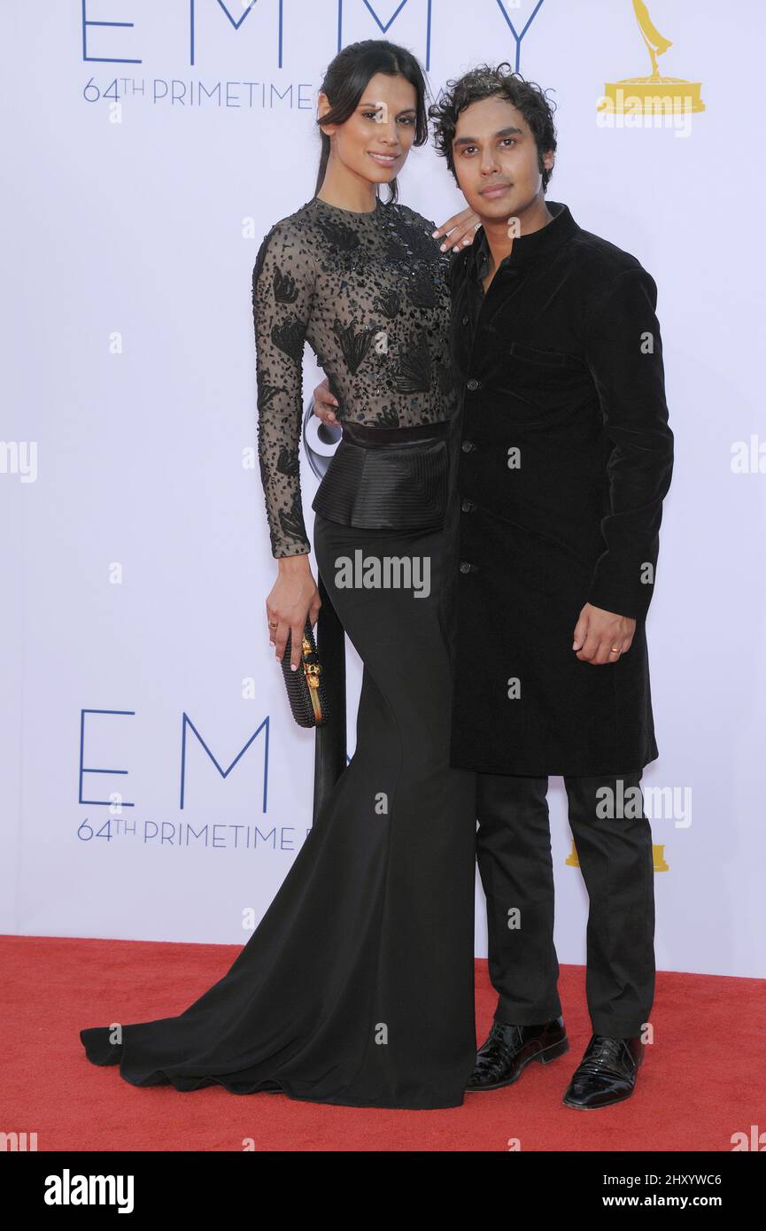 Neha Kapur, Kunal Nayyar attends the 64th Primetime Emmy Awards held at