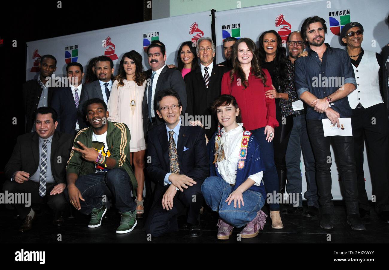 ChocQuibTown, Los Tucanes De Tijuana, Ana Victoria, Maria Barracuda, Shaila Durcal and Juanes attending the XIII Annual Latin Grammy Awards Nominations at the Belasco Theatre, Los Angeles. Stock Photo