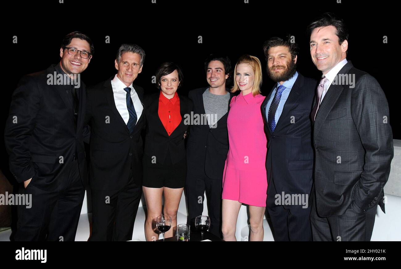Rich Sommer, Christopher Stanley, Elisabeth Moss, Ben Feldman, January Jones, Jay R. Ferguson, Jon Hamm attending The Paley Center For Media's Annual Los Angeles Benefit held at The Rooftop of The Lot in Los Angeles, USA. Stock Photo