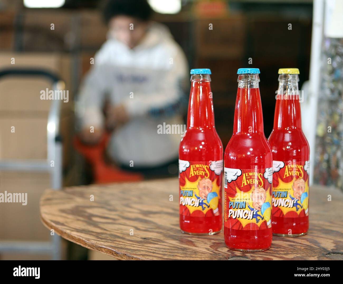 March 14, 2022, New Britain, CT, USA Bottles of ''Putin Punch'' Soda