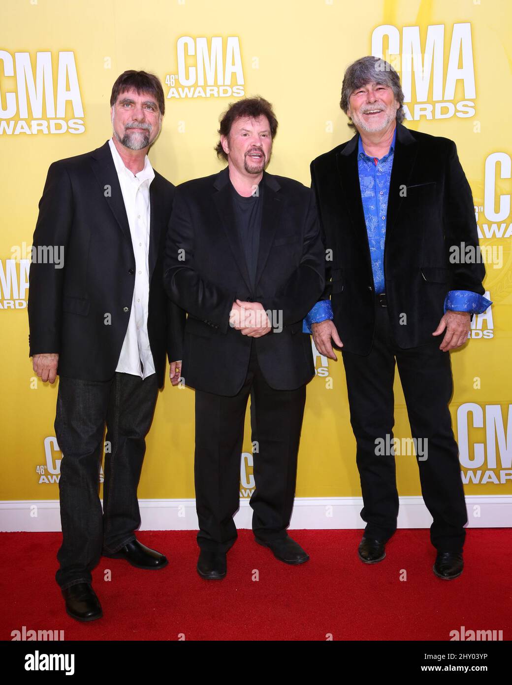 Teddy Gentry,Jeff Cook,Randy Owen,Alabama attending the press room at the 46th Annual Country Music Awards in Nashville, Tennessee. Stock Photo