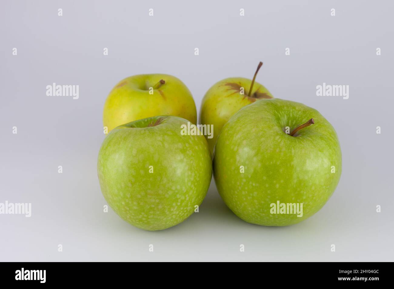 green apples on a white background Stock Photo