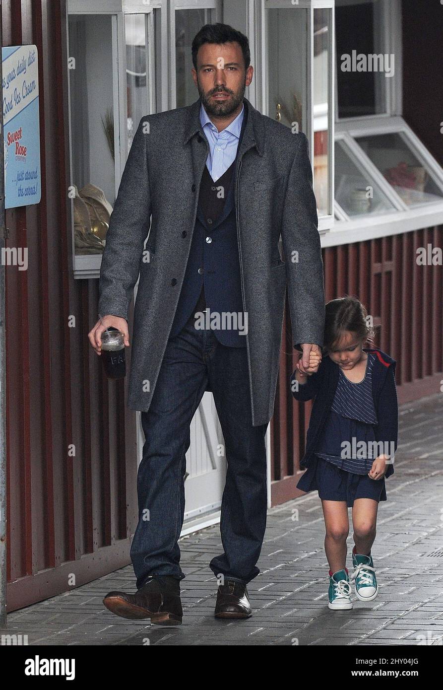 Ben Affleck and his daughter Seraphina seen walking around Santa Monica, California. ***Non-Exclusive Pap*** Stock Photo