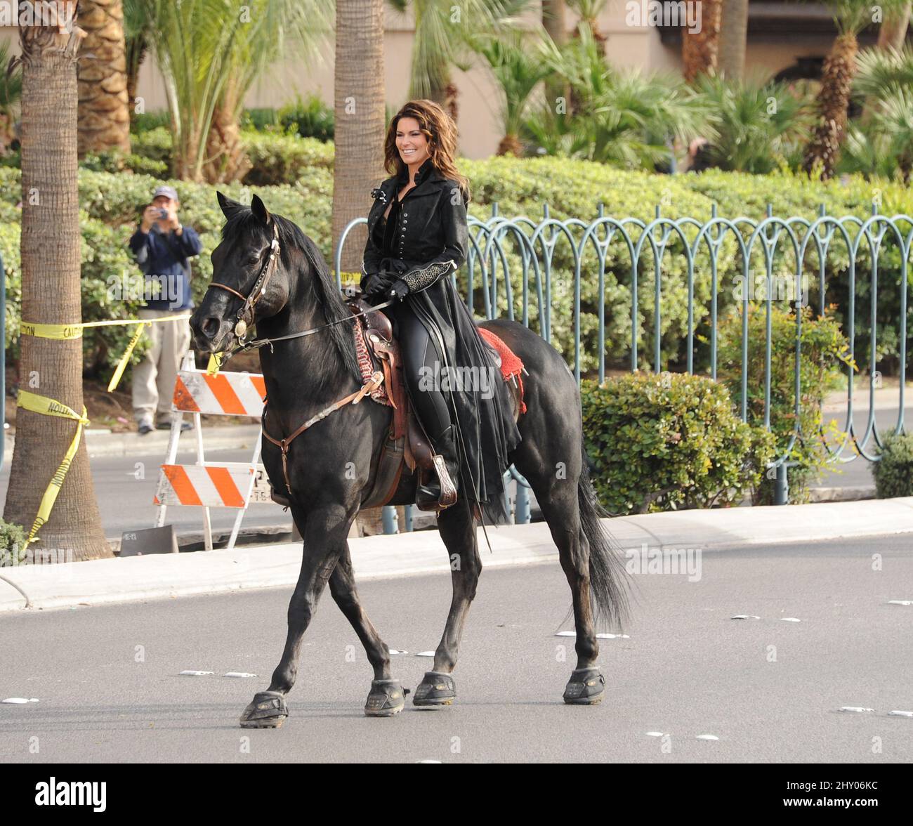 Shania Twain arrives at The Colosseum at Caesars Palace to make final preparations for the debut of her brand new show 'Shania: Still the One' in Las Vegas, USA. Stock Photo