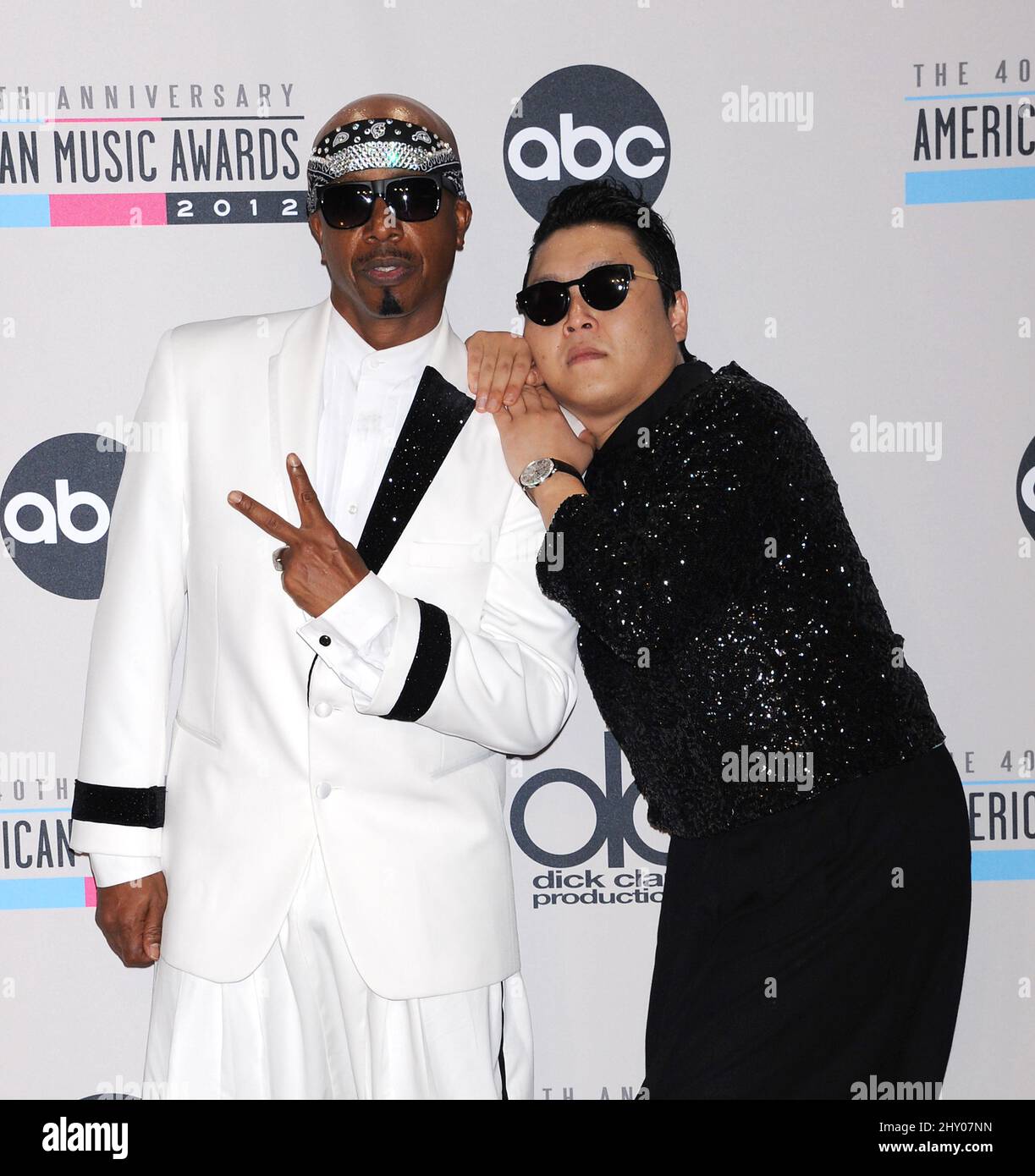 MC Hammer and PSY at the 40th Anniversary American Music Awards Press