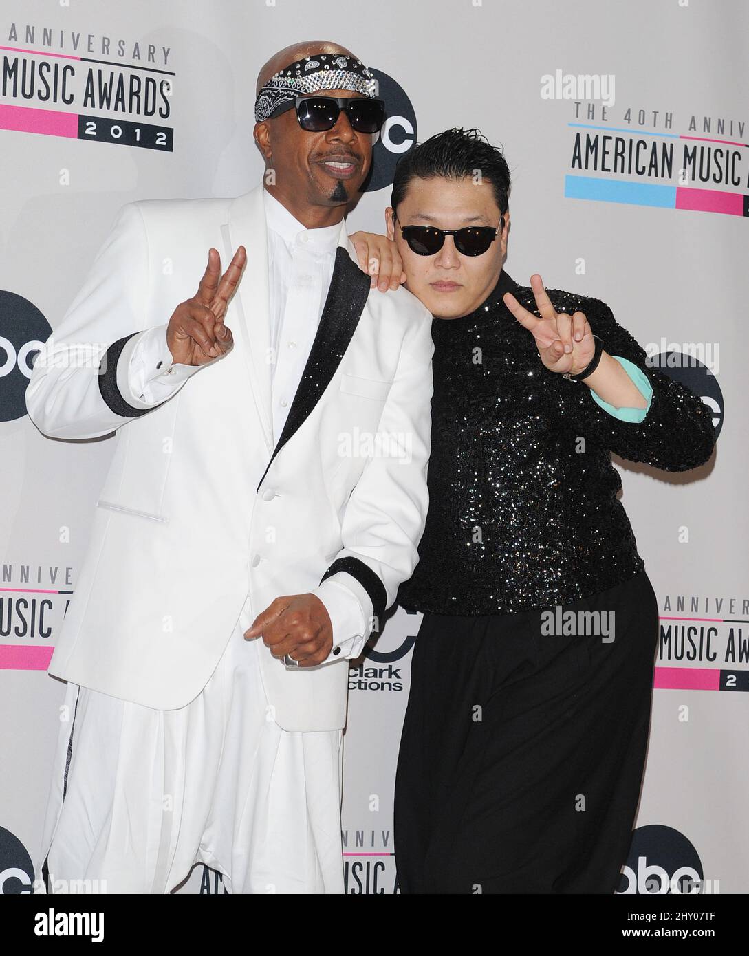 MC Hammer and PSY at the 40th Anniversary American Music Awards Press