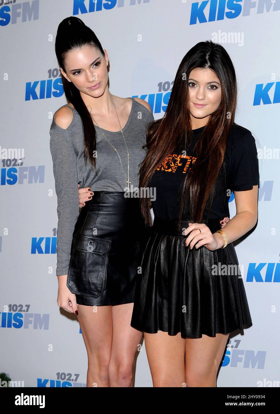 Kendall Jenner and Kylie Jenner attending the 2012 KIIS FM 'Jingle Ball' Night 2 held at the Nokia Theatre in Los Angeles, USA. Stock Photo