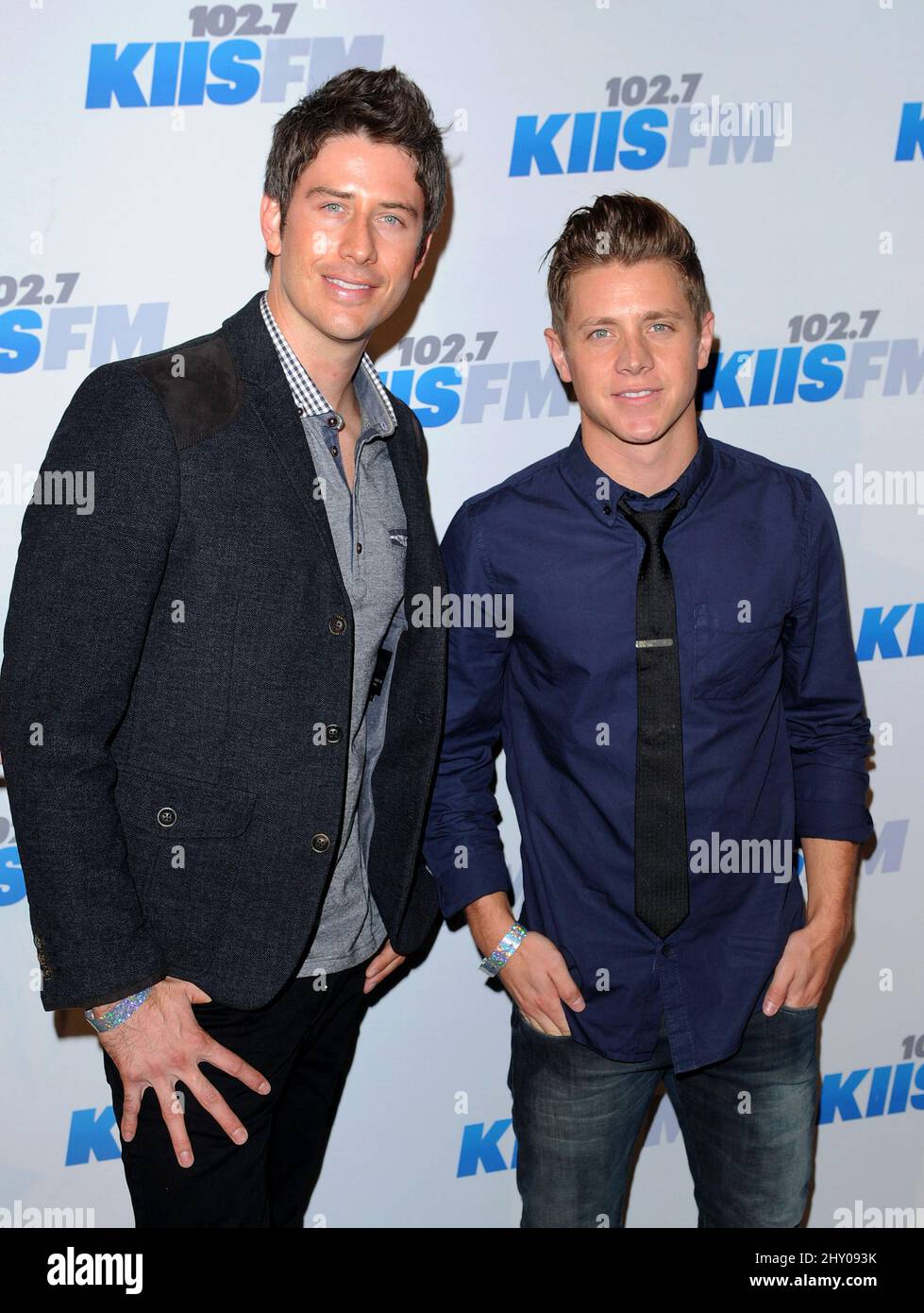 Arie Luyendyk and Jef Holm attending the 2012 KIIS FM 'Jingle Ball' Night 2 held at the Nokia Theatre in Los Angeles, USA. Stock Photo
