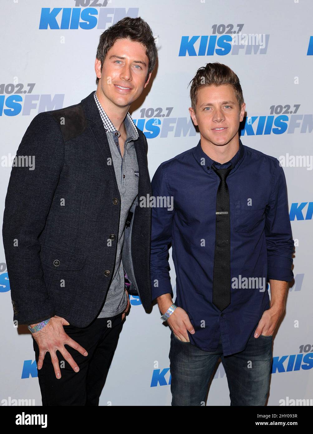 Arie Luyendyk and Jef Holm attending the 2012 KIIS FM 'Jingle Ball' Night 2 held at the Nokia Theatre in Los Angeles, USA. Stock Photo