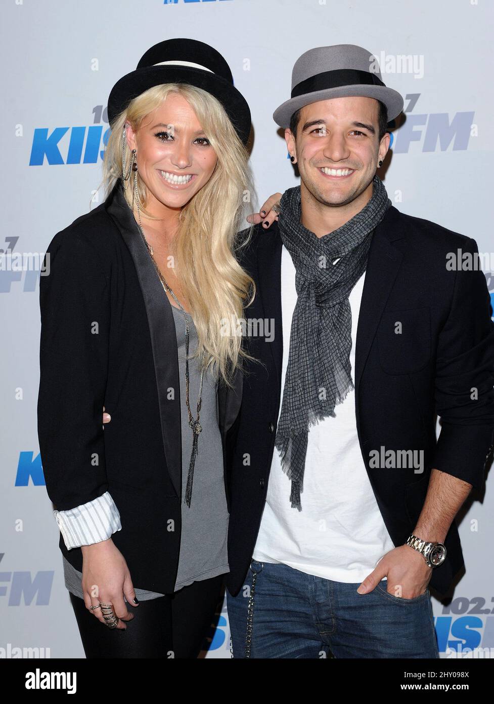 BC Jean and Mark Ballas attending the 2012 KIIS FM 'Jingle Ball' Night 2 held at the Nokia Theatre in Los Angeles, USA. Stock Photo