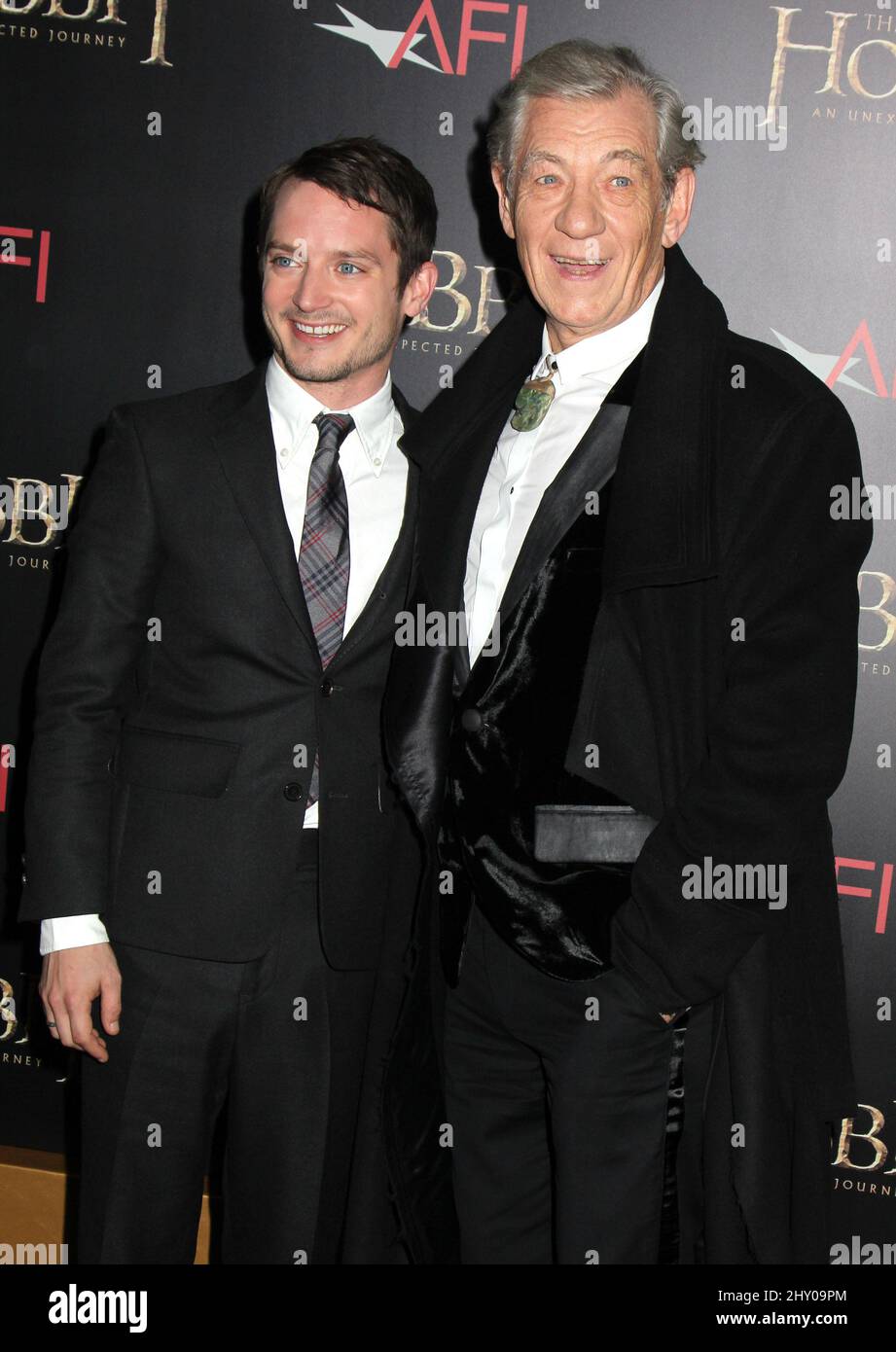 Elijah Wood and Ian McKellen attending 'The Hobbit: An Unexpected Journey' premiere held at The Ziegfeld Theatre in New York, USA. Stock Photo