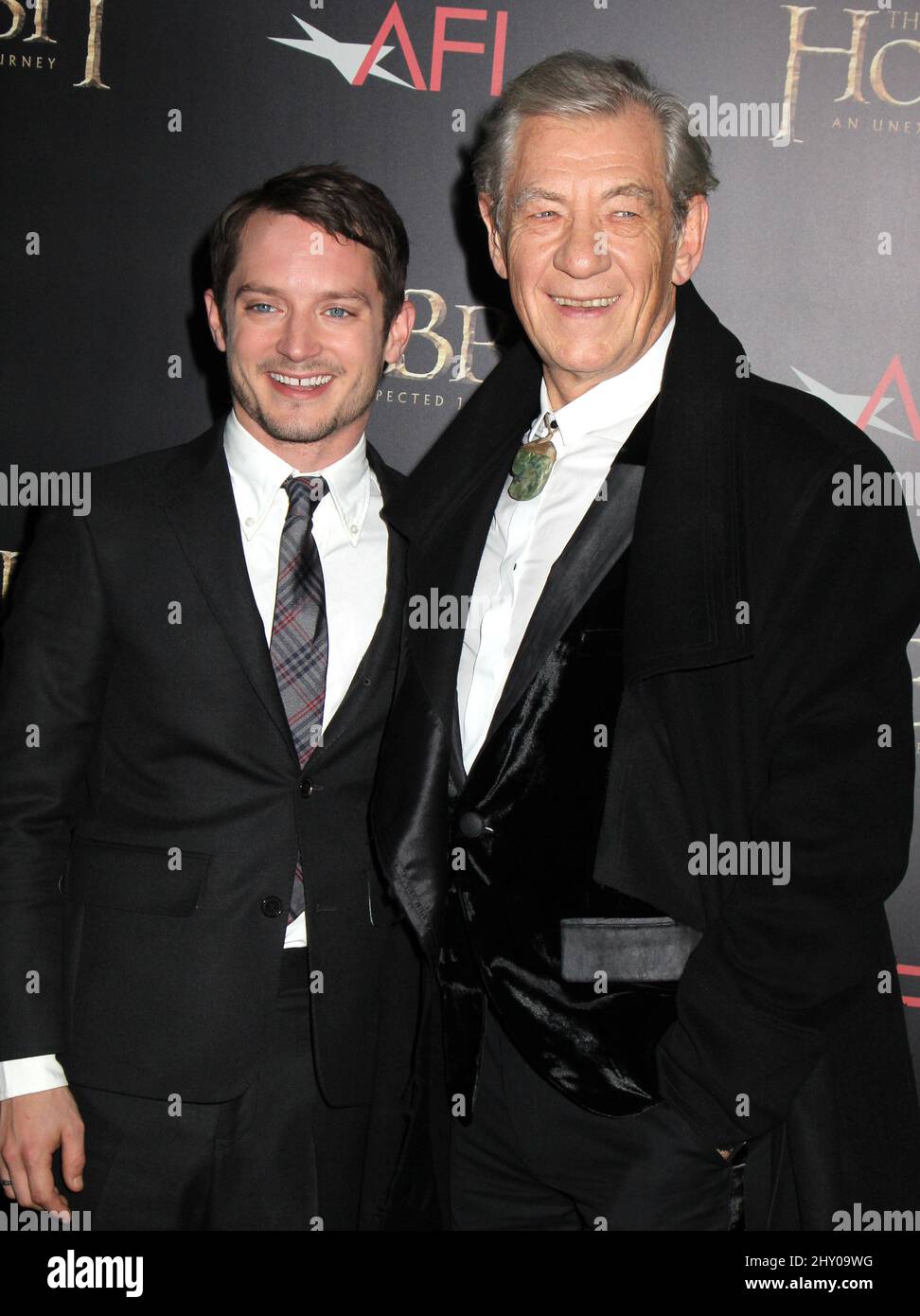 Elijah Wood and Ian McKellen attending 'The Hobbit: An Unexpected Journey' premiere held at The Ziegfeld Theatre in New York, USA. Stock Photo