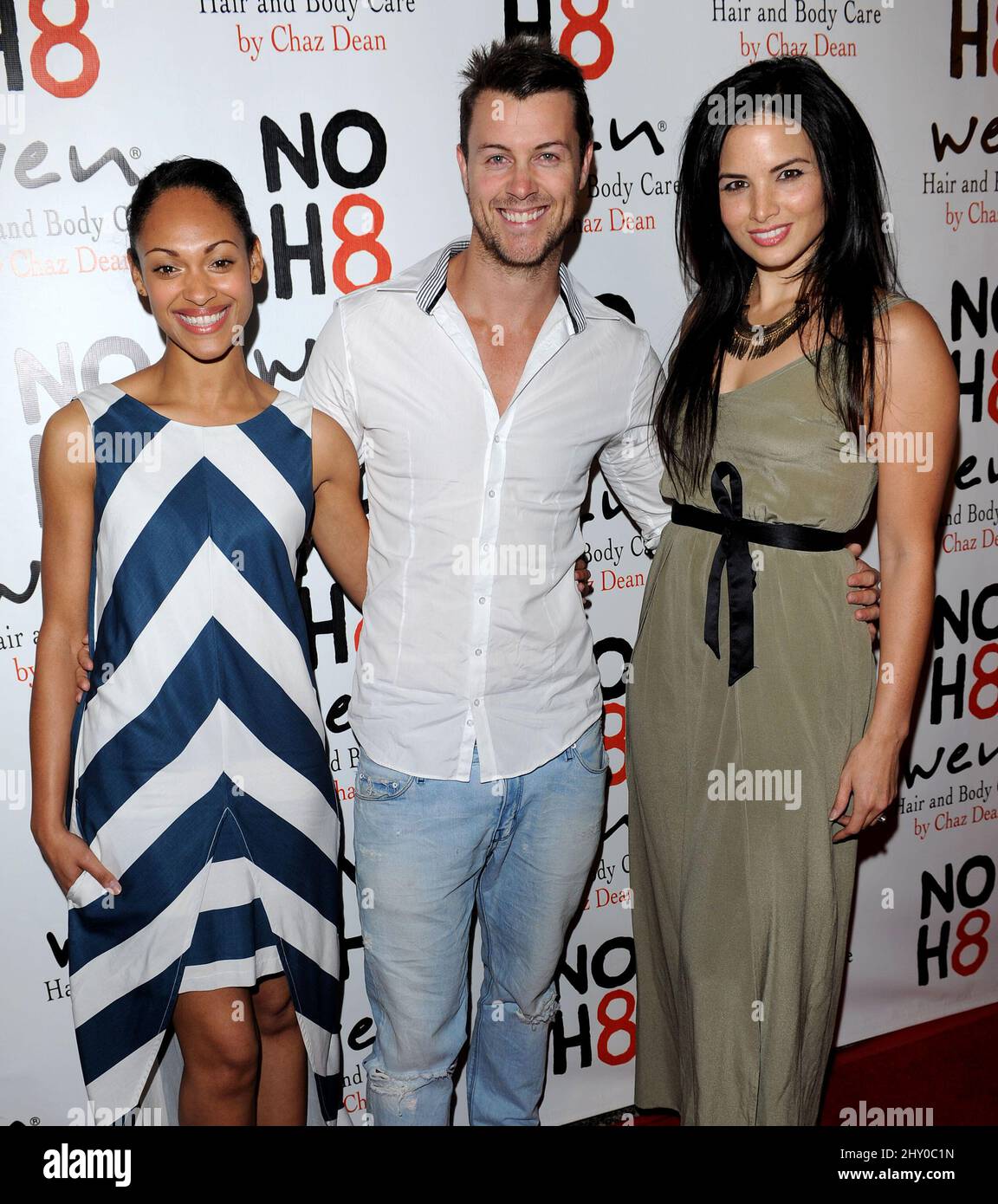 Lesley-Ann Brandt, Katrina Law and Daniel Feuerriegel attending the 212 NOH8 Campaign anniversary party in Los Angeles, California. Stock Photo