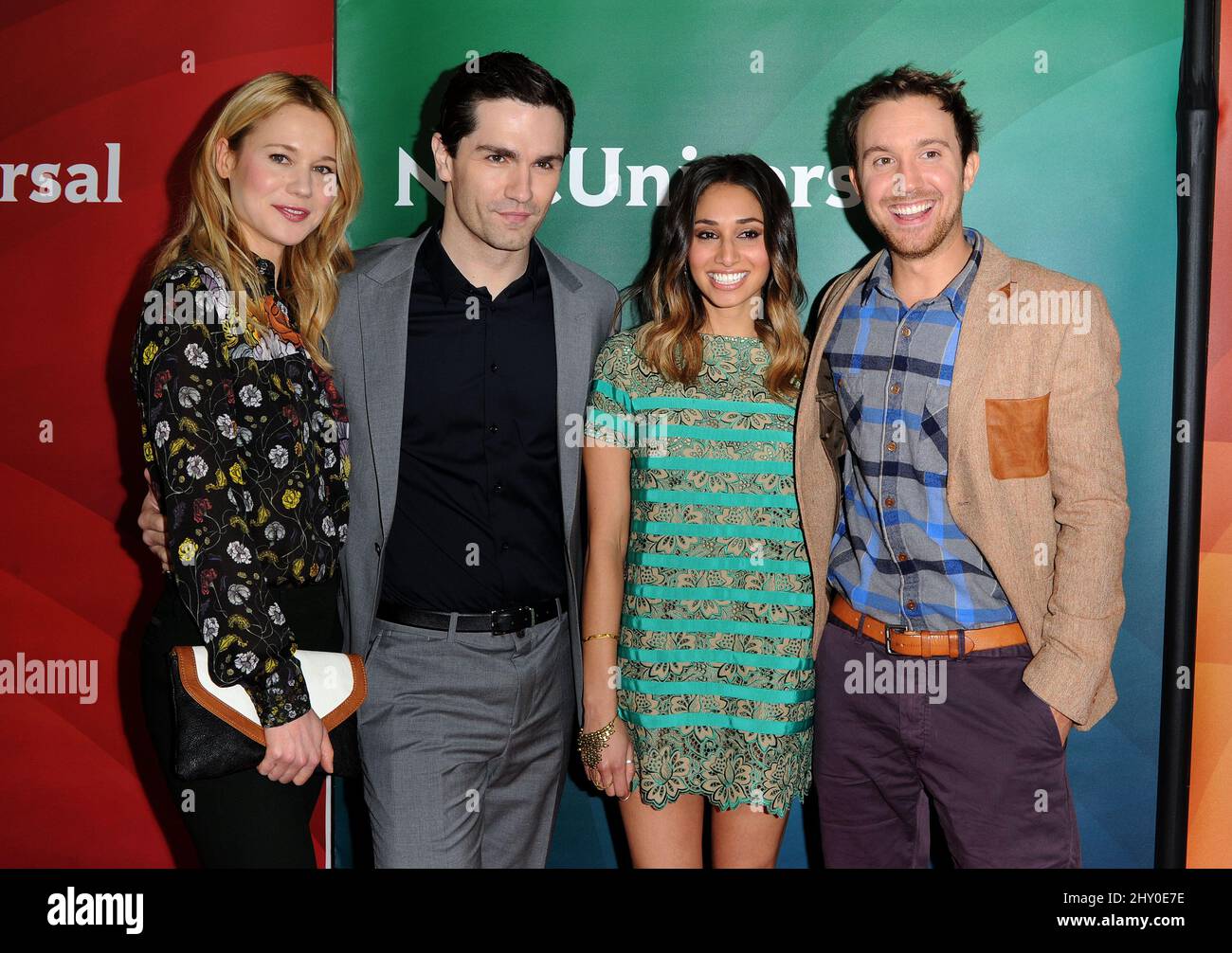Kristen Hager, Sam Witwer, Meaghan Rath and Sam Huntington attending day 2 of the NBC Universal TCA Press Tour in Los Angeles, California. Stock Photo