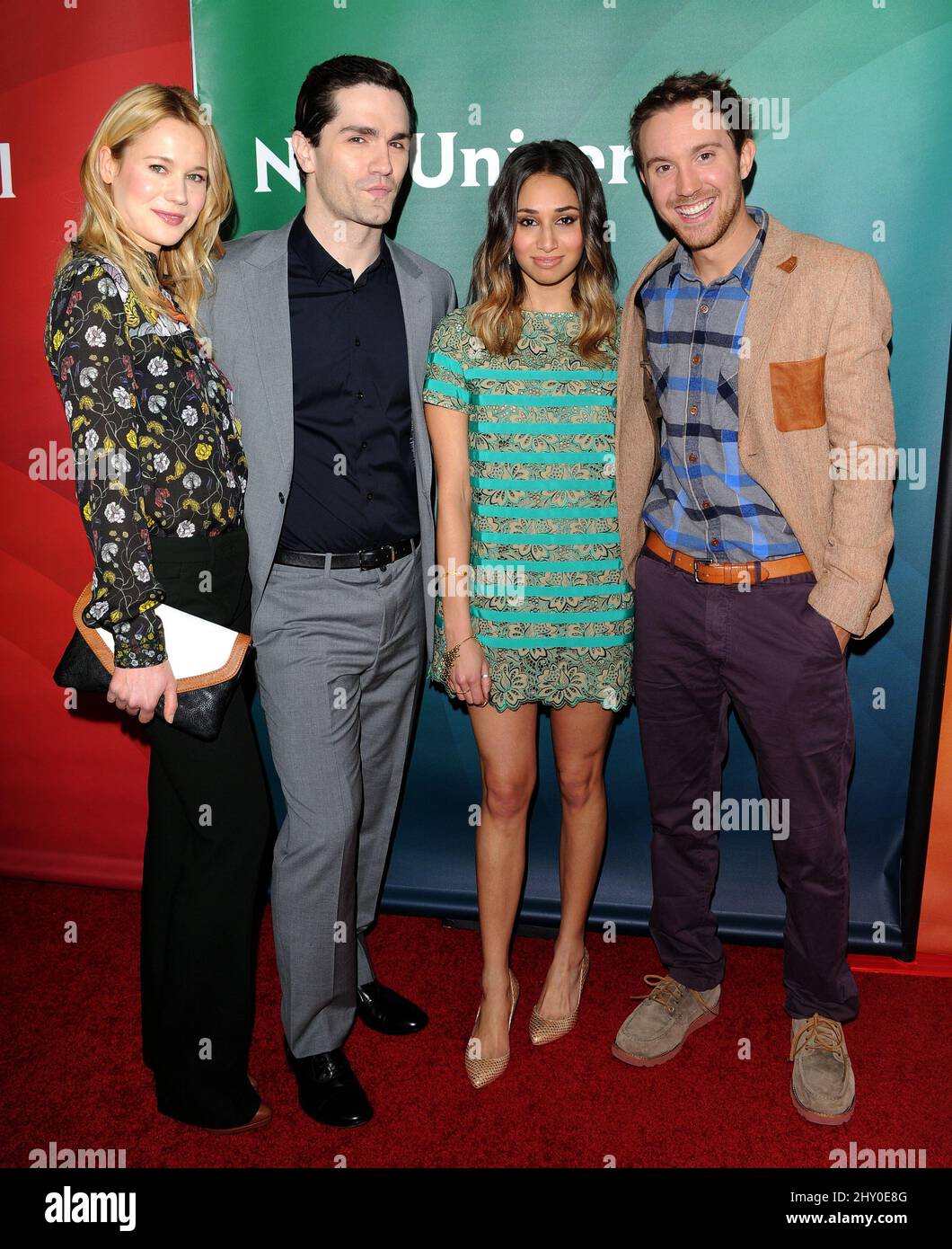Kristen Hager, Sam Witwer, Meaghan Rath and Sam Huntington attending day 2 of the NBC Universal TCA Press Tour in Los Angeles, California. Stock Photo