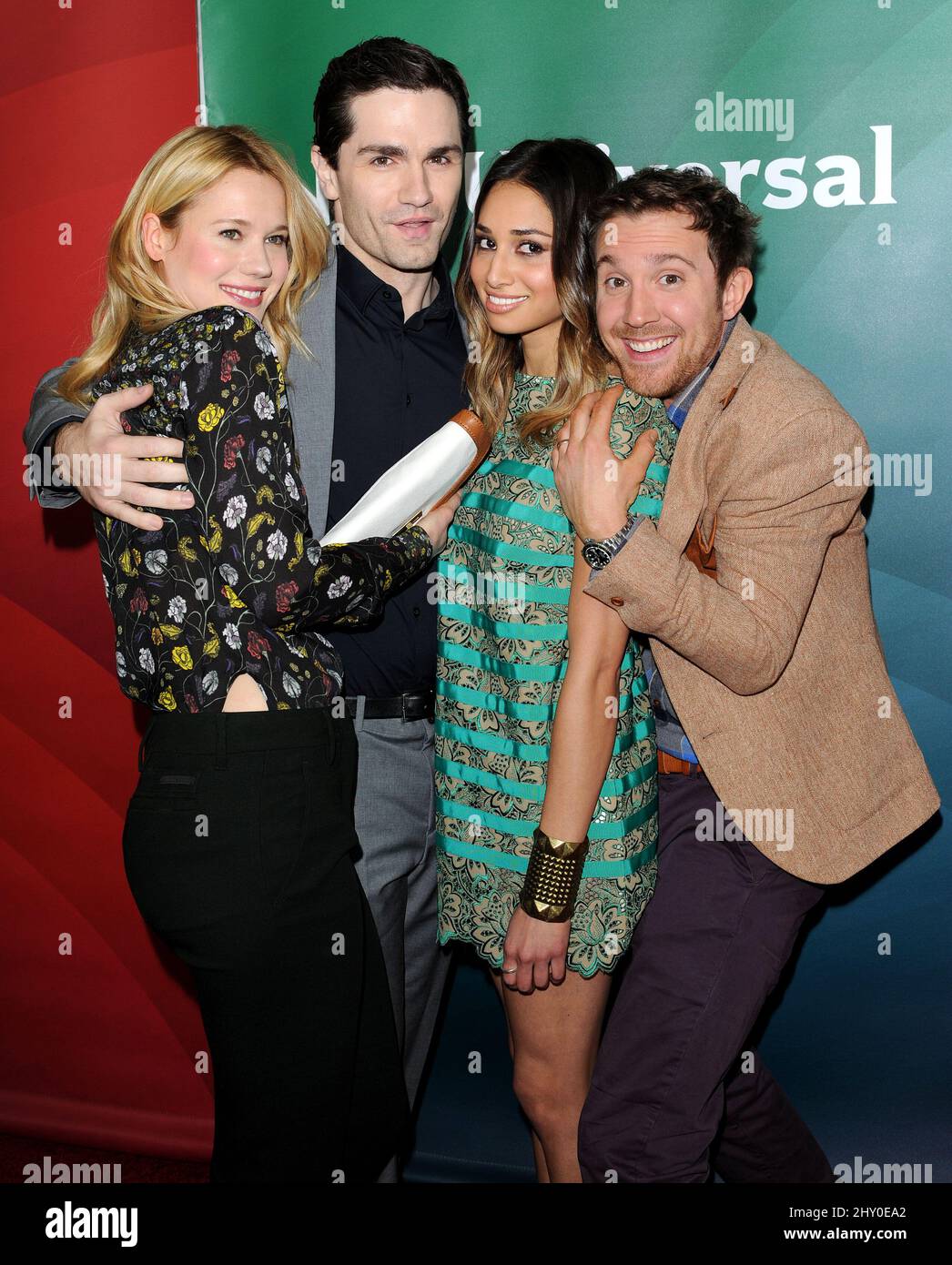 Kristen Hager, Sam Witwer, Meaghan Rath and Sam Huntington attending day 2 of the NBC Universal TCA Press Tour in Los Angeles, California. Stock Photo