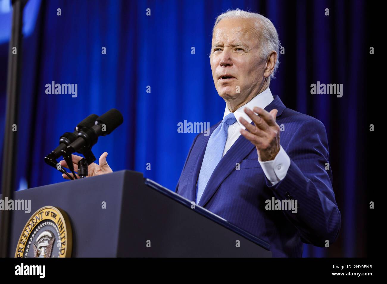 United States President Joe Biden speaks during the National League of ...