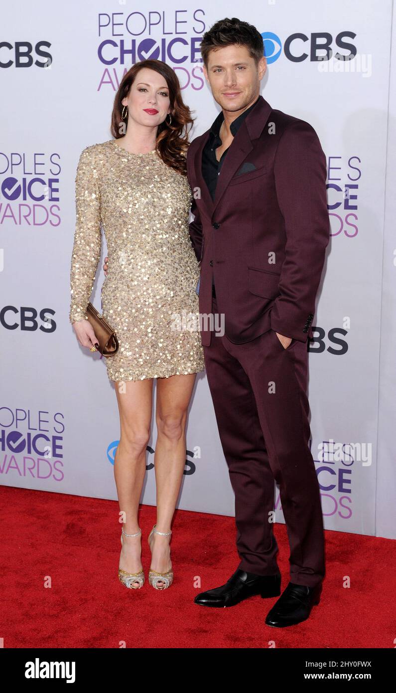 Jensen Ackles and wife Danneel arriving at the 2013 People's Choice
