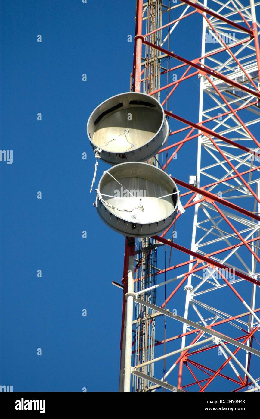 Microwave dish at communications relay station Stock Photo - Alamy