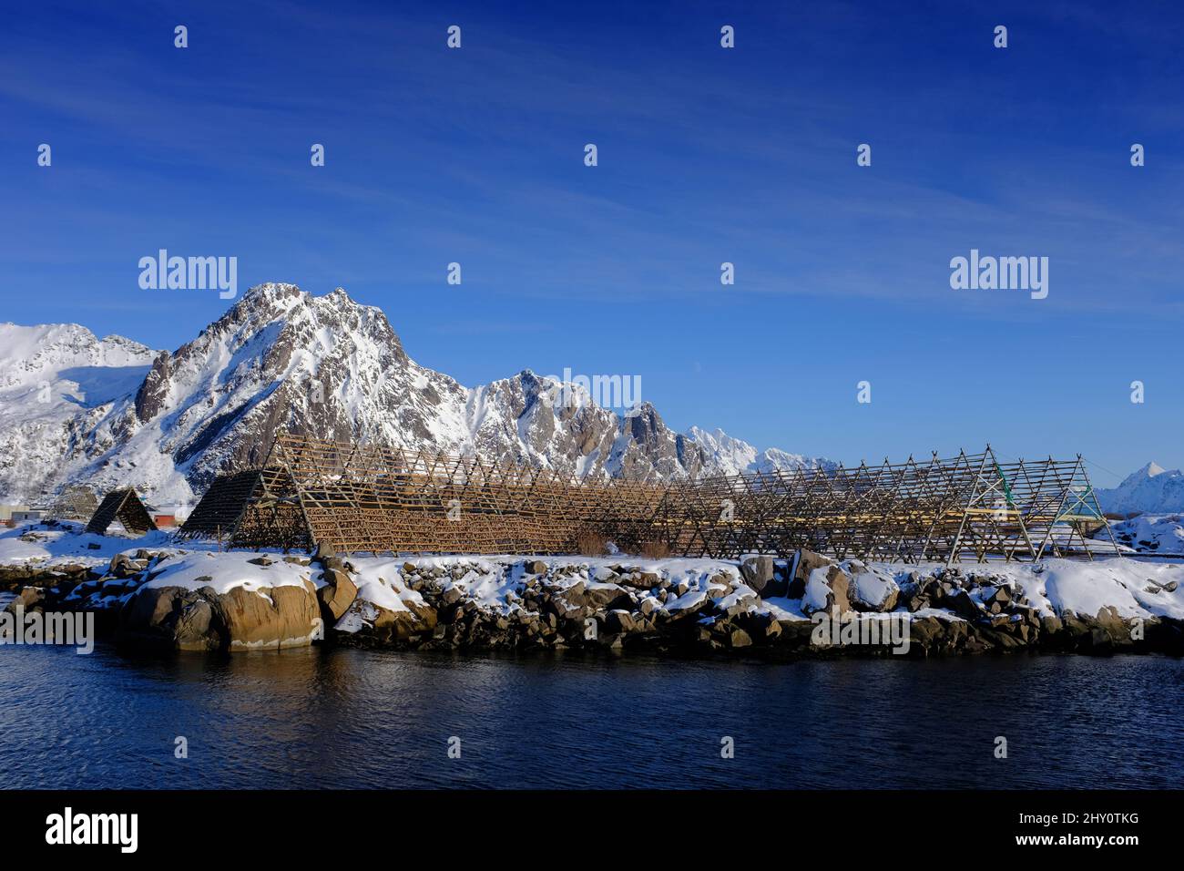Dreid Fish Rack Hanging sun dried cod fish hi-res stock photography and images - Alamy