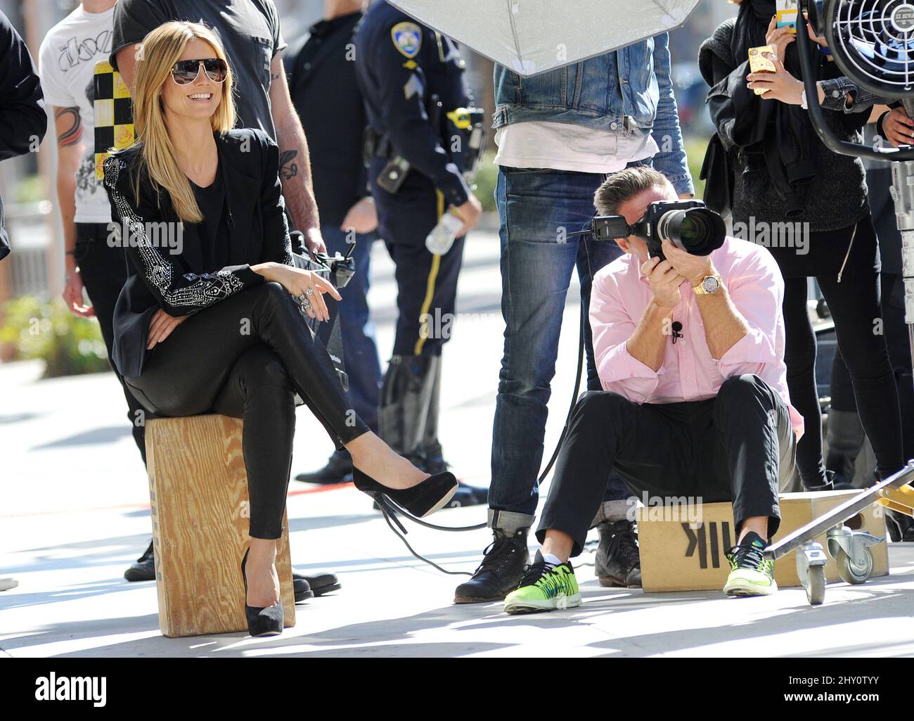 Heidi Klum and Model filming "Germany's Next Top Model" on Rodeo drive